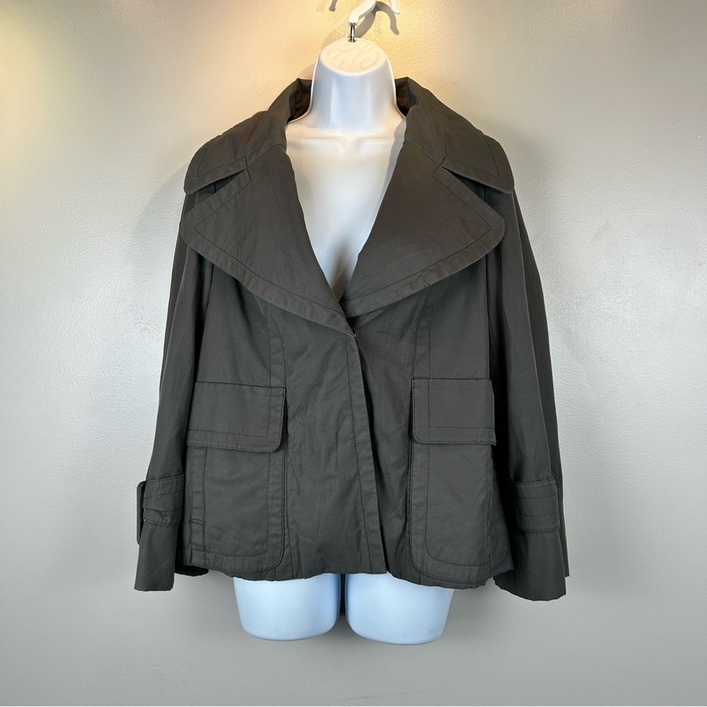Zara Women Modern Peacoat Womens Small Olive Green Lined Pockets Preppy Academia